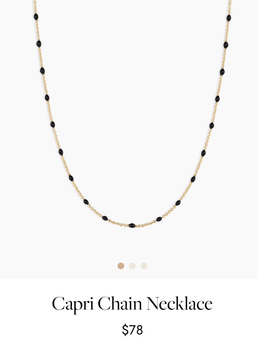 NWT Gorjana Gold Chain Necklace with Black Beads